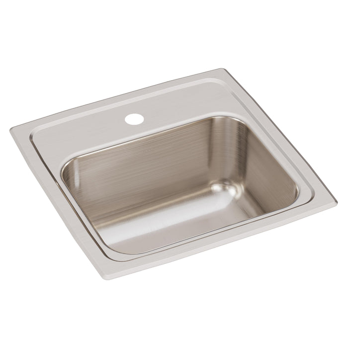 Elkay Lustertone Classic Stainless Steel 15" x 15" x 7-1/8" 1-Hole Single Bowl Drop-in Bar Sink with 2" Drain