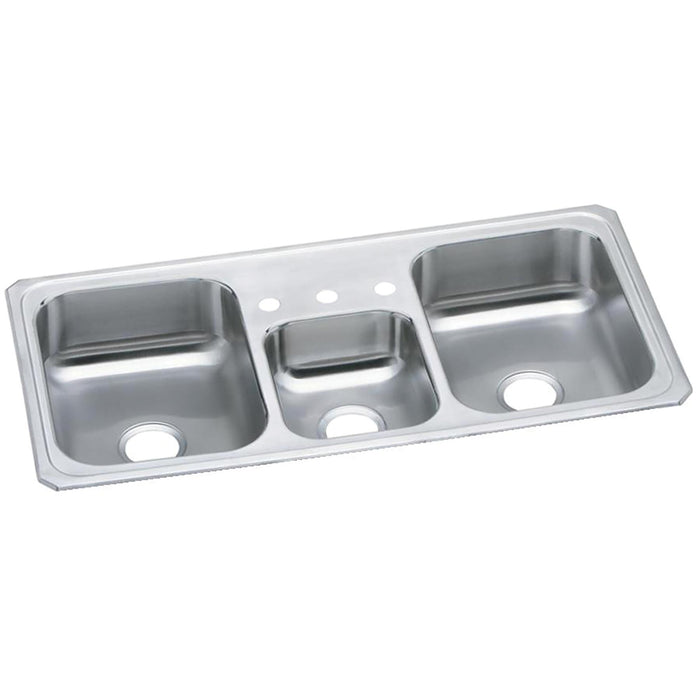Elkay Celebrity Stainless Steel 43" x 22" x 7" 3-Hole Triple Bowl Drop-in Sink