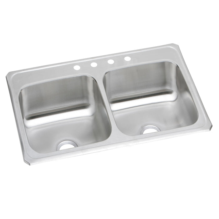 Elkay Celebrity Stainless Steel 33" x 21-1/4" x 6-7/8" 2-Hole Equal Double Bowl Drop-in Sink