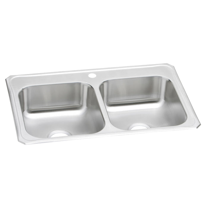 Elkay Celebrity Stainless Steel 33" x 22" x 7" 1-Hole Equal Double Bowl Drop-in Sink