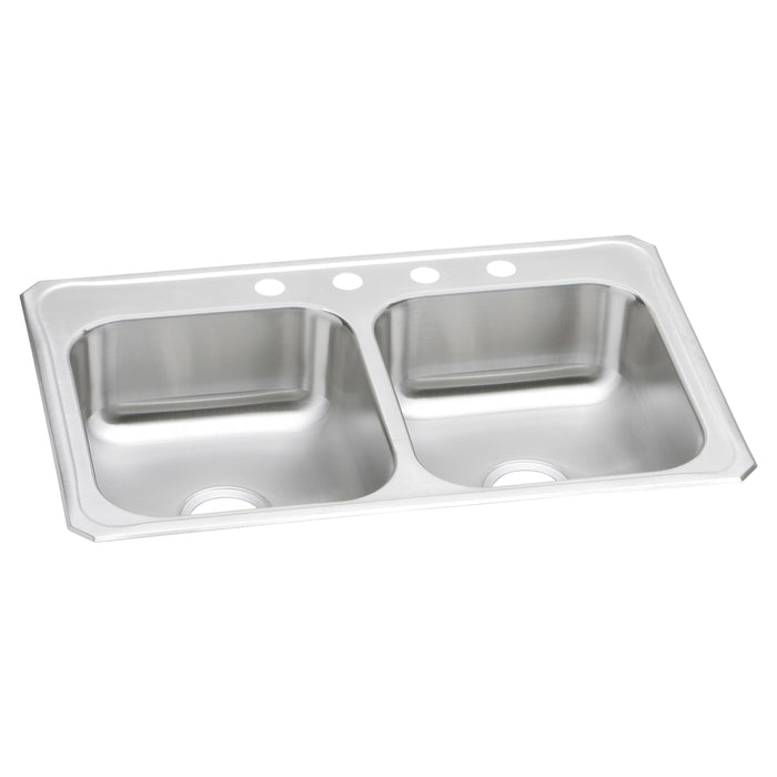 Elkay Celebrity Stainless Steel 33" x 22" x 7" 4-Hole Equal Double Bowl Drop-in Sink