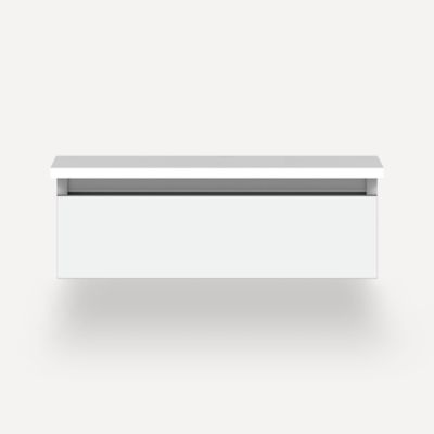 robern VM24H1D21F26S Cartesian Vanity, 24" x 7-1/2" x 21", Matte White, Full Drawer, Selectable Night Light, 2700K/4000K Temperature (Warm/Cool Light)