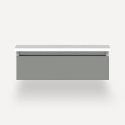 robern VM24H1D21P27S Cartesian Vanity, 24" x 7-1/2" x 21", Matte Gray, Plumbing Drawer, Selectable Night Light, 2700K/4000K Temperature (Warm/Cool Light)