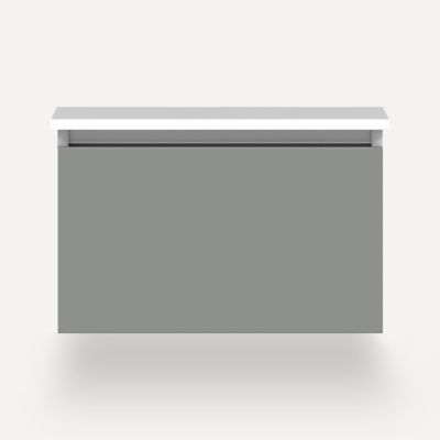 robern VM24H2D21P27S Cartesian Vanity, 24" x 15" x 21", Matte Gray, Plumbing Drawer, Selectable Night Light, 2700K/4000K Temperature (Warm/Cool Light)