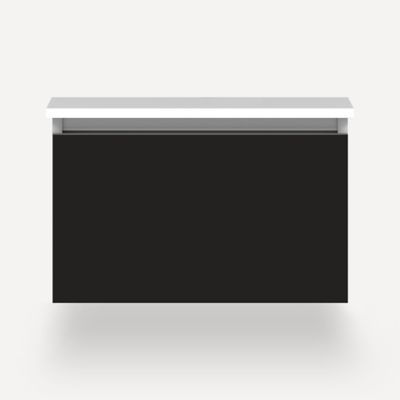 robern VM24H2D21P28S Cartesian Vanity, 24" x 15" x 21", Matte Black, Plumbing Drawer, Selectable Night Light, 2700K/4000K Temperature (Warm/Cool Light)