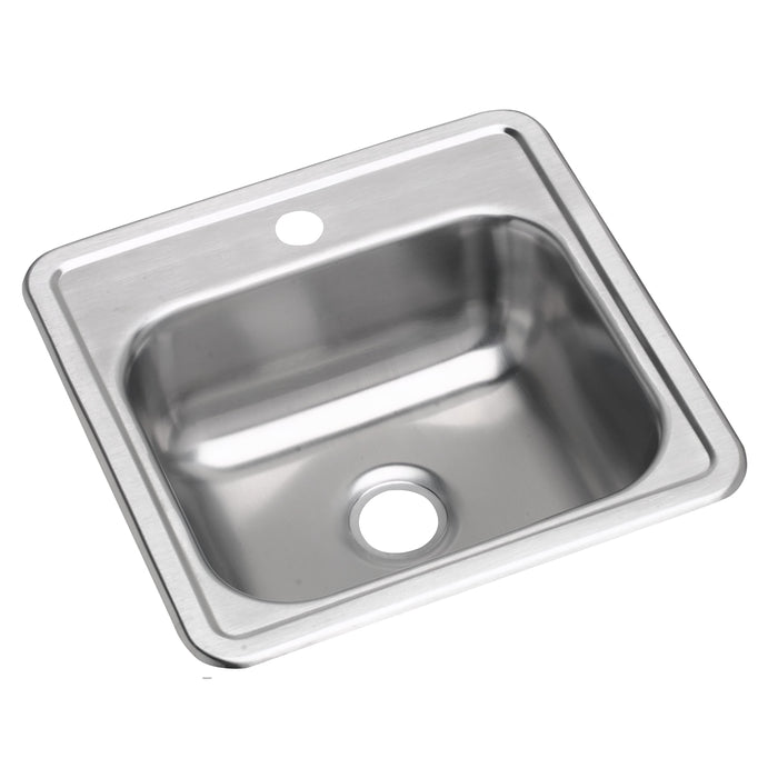 Dayton Dayton Stainless Steel 15" x 15" x 5-3/16" 1-Hole Single Bowl Drop-in Bar Sink with 2" Drain Opening