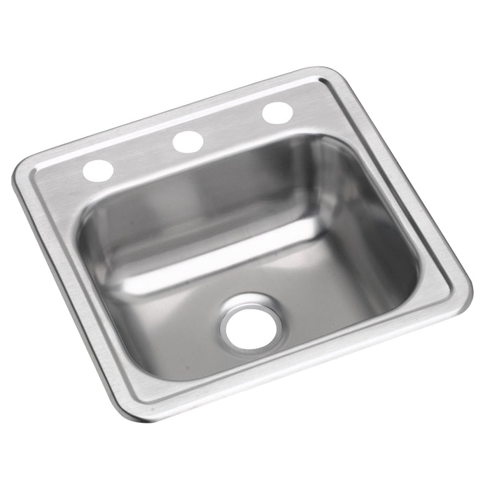 Dayton Dayton Stainless Steel 15" x 15" x 5-3/16" 3-Hole Single Bowl Drop-in Bar Sink with 2" Drain Opening