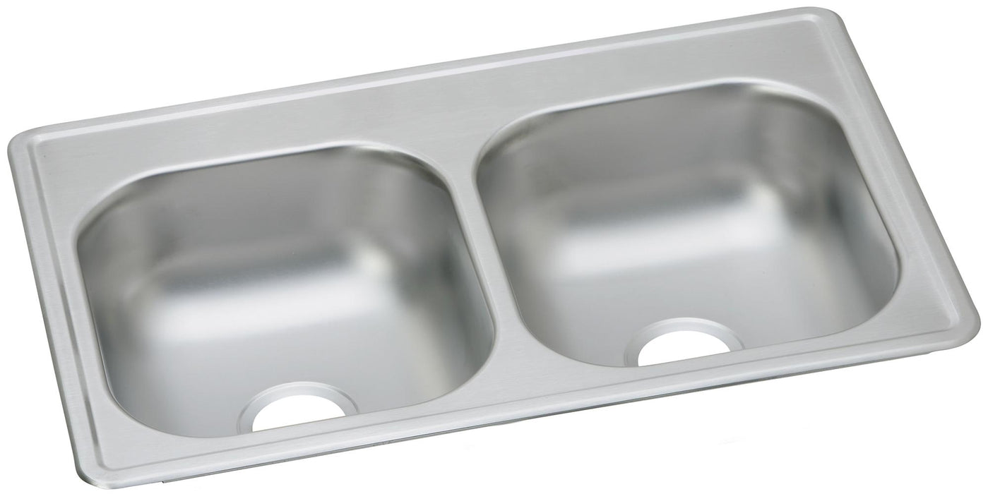 Dayton Dayton Stainless Steel 33" x 19" x 6-7/16" 0-Hole Equal Double Bowl Drop-in Sink