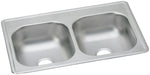 Dayton Dayton Stainless Steel 33" x 19" x 6-7/16" 0-Hole Equal Double Bowl Drop-in Sink