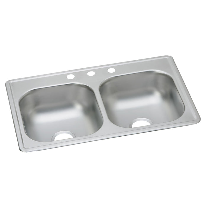Dayton Dayton Stainless Steel 33" x 19" x 6-7/16" 3-Hole Equal Double Bowl Drop-in Sink