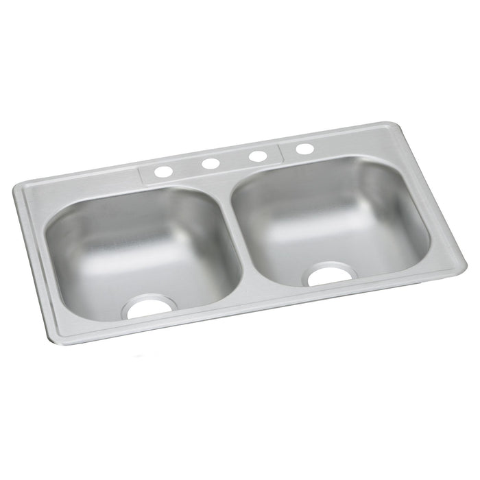 Dayton Dayton Stainless Steel 33" x 22" x 6-9/16" 4-Hole Equal Double Bowl Drop-in Sink