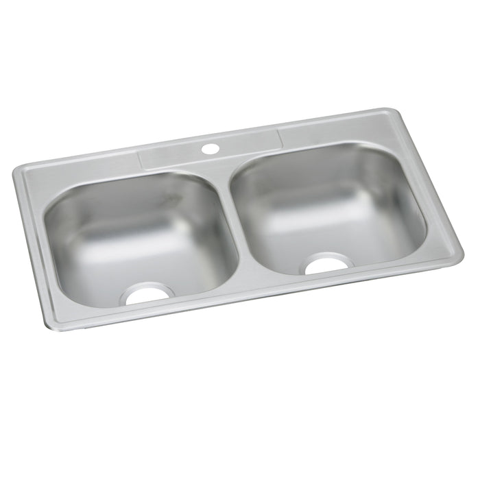 Dayton Dayton Stainless Steel 33" x 22" x 7-1/16" 1-Hole Equal Double Bowl Drop-in Sink