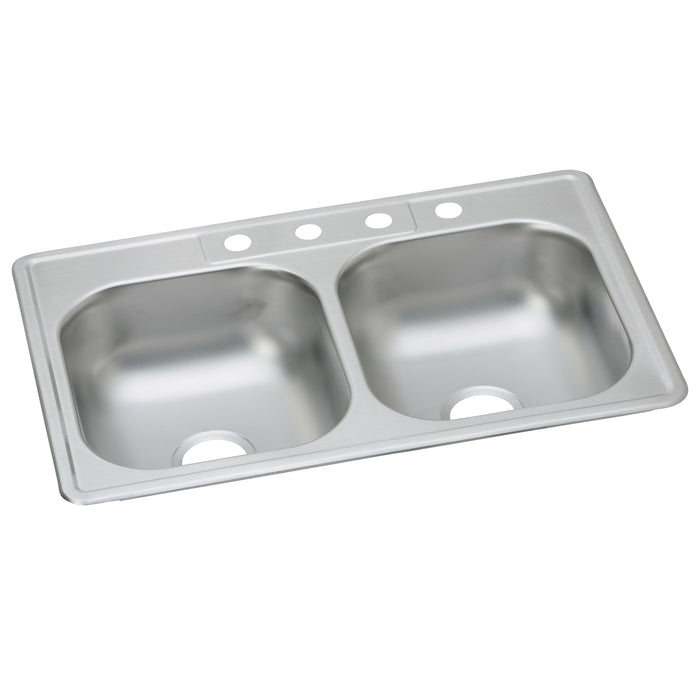 Dayton Dayton Stainless Steel 33" x 22" x 7-1/16" 3-Hole Equal Double Bowl Drop-in Sink