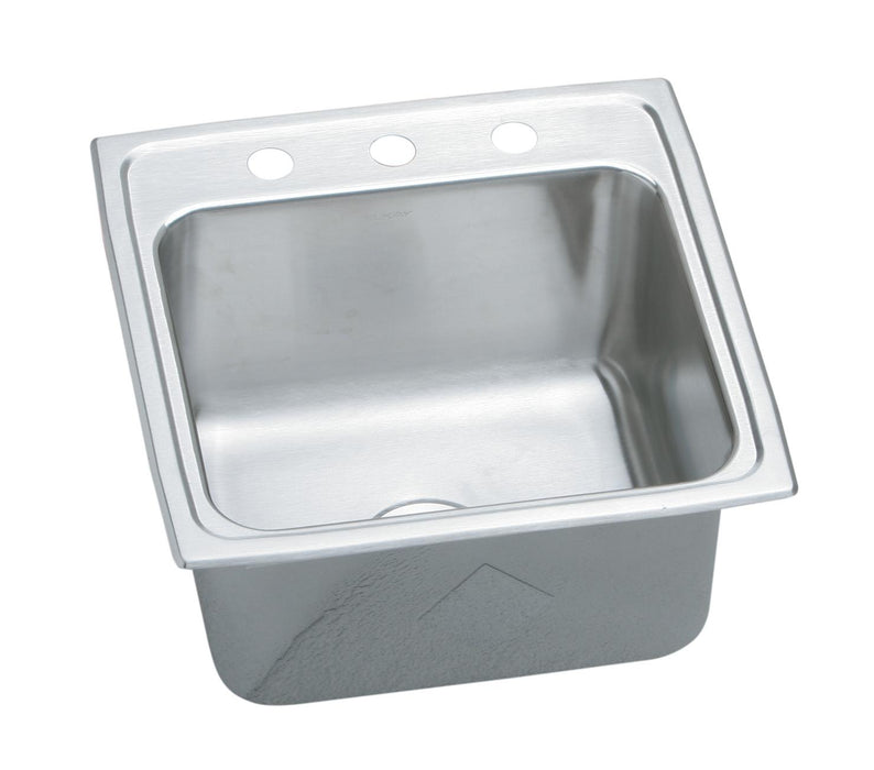Elkay Lustertone Classic Stainless Steel 19-1/2" x 19" x 10-1/8" 2-Hole Single Bowl Drop-in Laundry Sink with Quick-clip