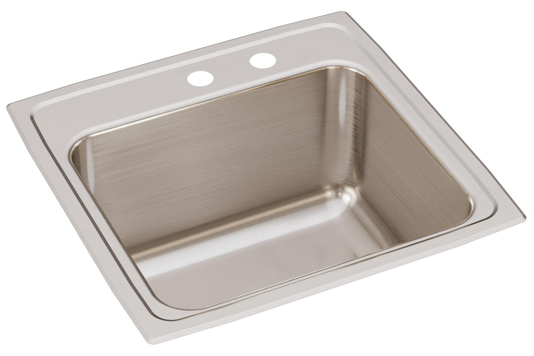 Elkay Lustertone Classic Stainless Steel 19-1/2" x 19" x 10-1/8" MR2-Hole Single Bowl Drop-in Laundry Sink