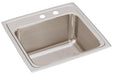 Elkay Lustertone Classic Stainless Steel 19-1/2" x 19" x 10-1/8" MR2-Hole Single Bowl Drop-in Laundry Sink