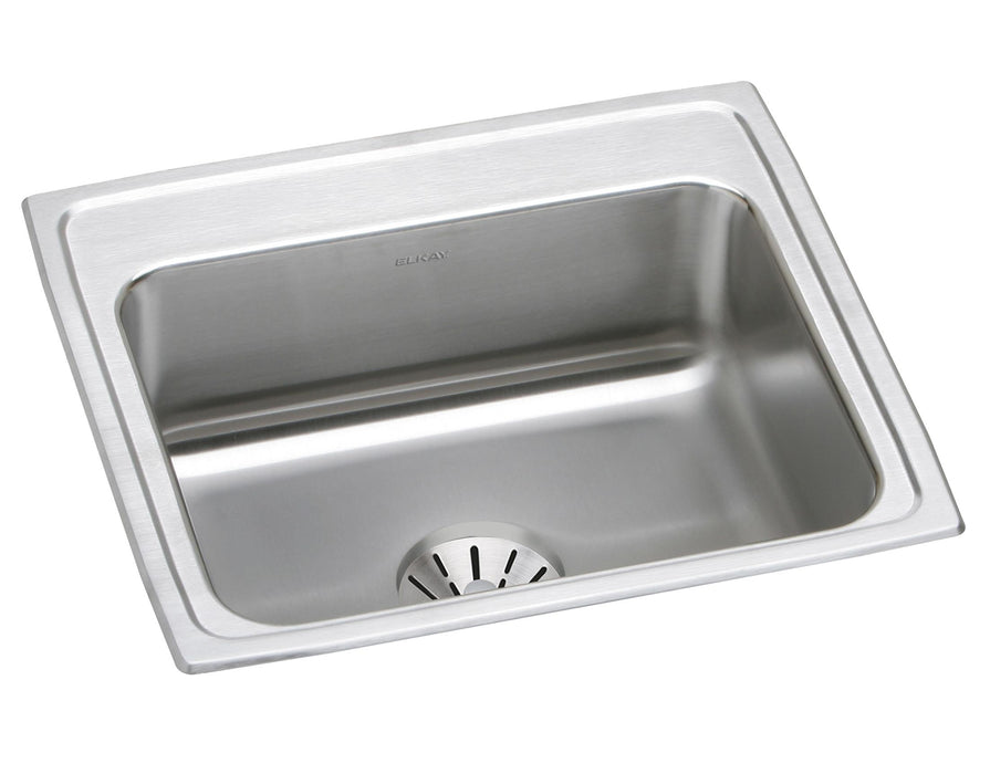 Elkay Lustertone Classic Stainless Steel 22" x 19-1/2" x 10-1/8" 0-Hole Single Bowl Drop-in Sink with Perfect Drain®