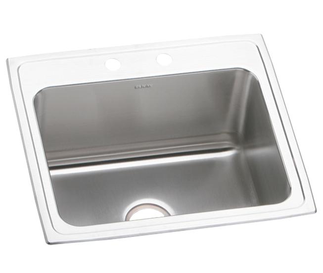 Elkay Lustertone Classic Stainless Steel 25" x 21-1/4" x 10-1/8" 2-Hole Single Bowl Drop-in Sink