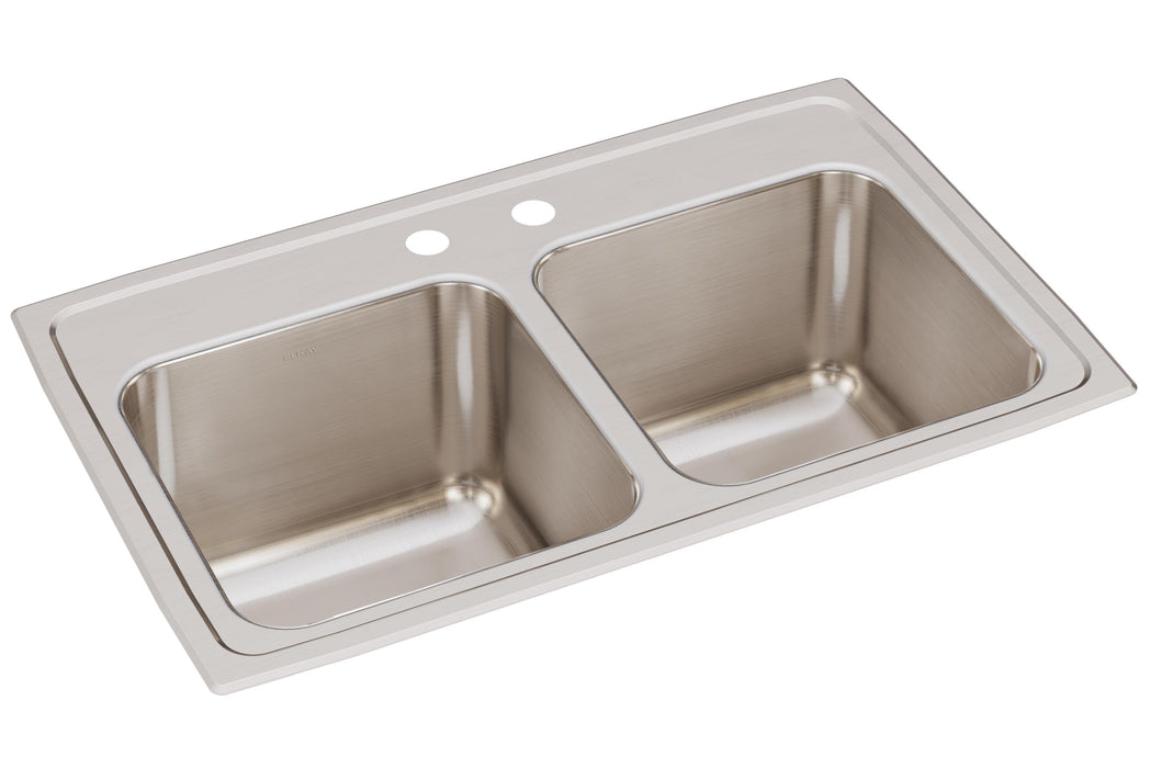 Elkay Lustertone Classic Stainless Steel 29" x 18" x 10" 2-Hole Equal Double Bowl Drop-in Sink