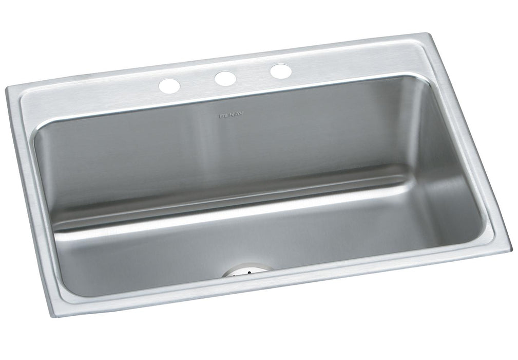 Elkay Lustertone Classic Stainless Steel 31" x 22" x 10-1/8" 3-Hole Single Bowl Drop-in Sink with Perfect Drain®