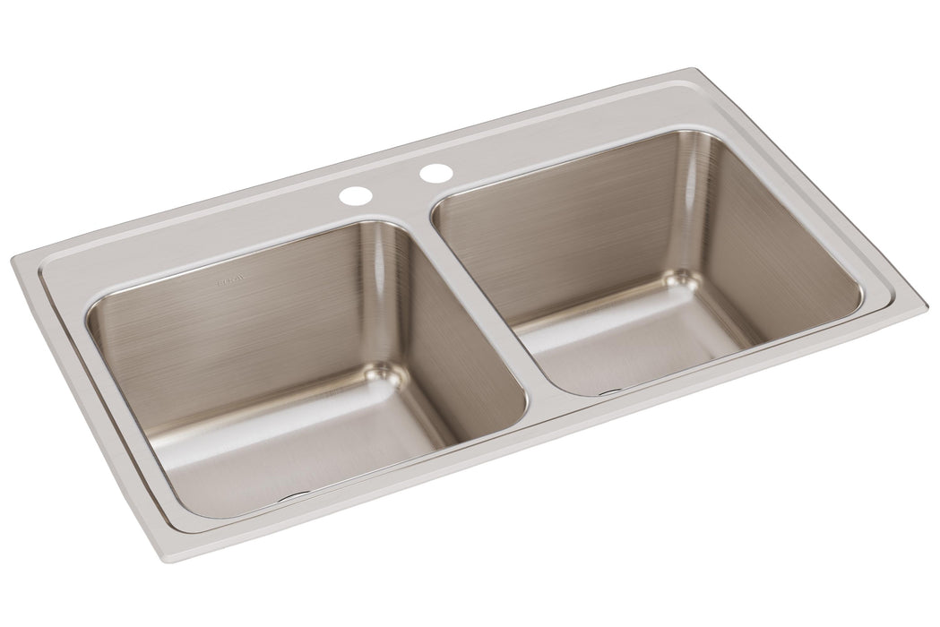 Elkay Lustertone Classic Stainless Steel 33" x 19-1/2" x 10-1/8" 2-Hole Equal Double Bowl Drop-in Sink