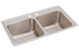 Elkay Lustertone Classic Stainless Steel 33" x 19-1/2" x 10-1/8" 2-Hole Equal Double Bowl Drop-in Sink
