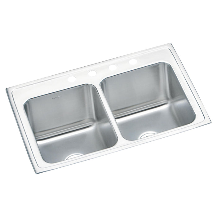Elkay Lustertone Classic Stainless Steel 33" x 22" x 10-1/8" 4-Hole Equal Double Bowl Drop-in Sink