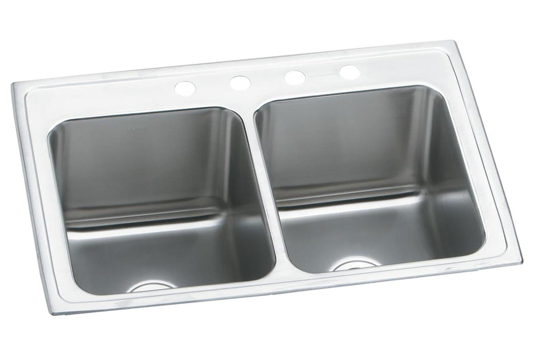 Elkay Lustertone Classic Stainless Steel 25" x 19-1/2" x 10-1/8" 3-Hole Equal Double Bowl Drop-in Sink