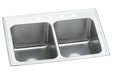 Elkay Lustertone Classic Stainless Steel 25" x 19-1/2" x 10-1/8" 3-Hole Equal Double Bowl Drop-in Sink