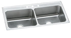 Elkay Lustertone Classic Stainless Steel 43" x 22" x 10-1/8" 5-Hole Equal Double Bowl Drop-in Sink