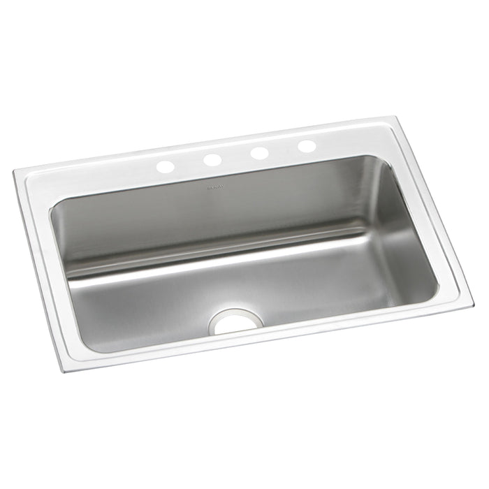Elkay Lustertone Classic Stainless Steel 33" x 22" x 10-1/8" 4-Hole Single Bowl Drop-in Sink w/Quick-clip