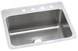 Elkay Lustertone Classic Stainless Steel 27" x 22" x 10" 4-Hole Single Bowl Dual Mount Sink