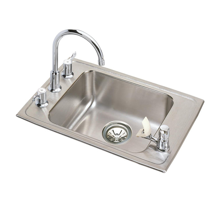 Elkay Lustertone Classic Stainless Steel 22" x 19-1/2" x 6-1/2" Single Bowl Drop-in Classroom ADA Sink with Quick-clip Kit