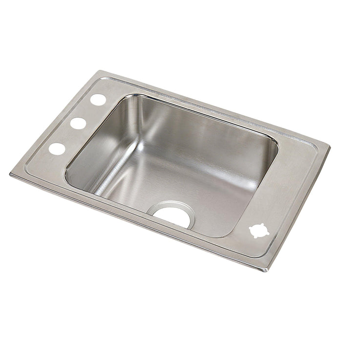 Elkay Lustertone Classic Stainless Steel 25" x 17" x 6" 2-Hole Single Bowl Drop-in Classroom ADA Sink