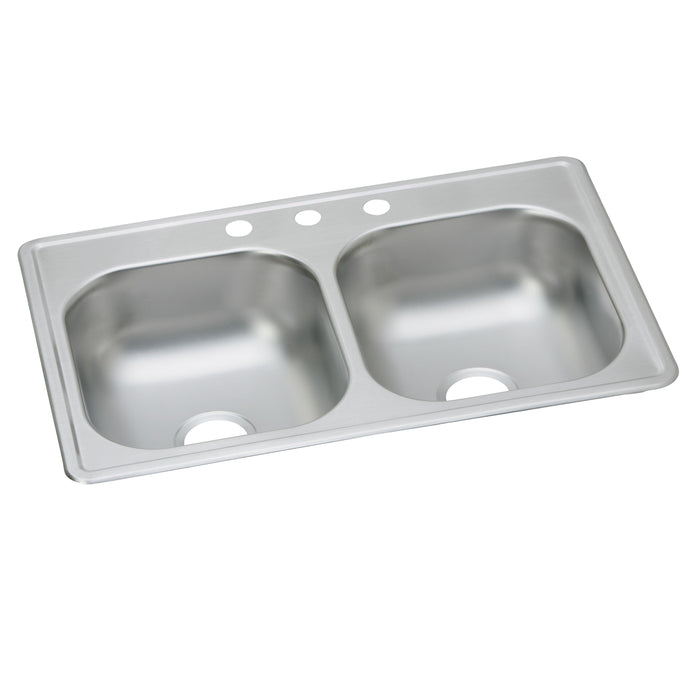 Dayton Dayton Stainless Steel 33" x 19" x 8" 3-Hole Equal Double Bowl Drop-in Sink
