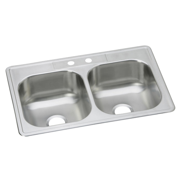 Dayton Dayton Stainless Steel 33" x 22" x 8-1/16" 2-Hole Equal Double Bowl Drop-in Sink