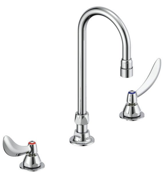 Delta Commercial 23C6:23C624 Two Handle Widespread Bathroom Faucet with Gooseneck Spout - Less Pop-Up