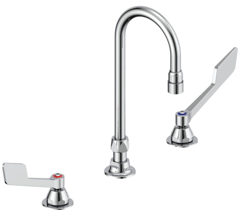 Commercial 23C6 23C625 Two Handle Widespread Bathroom Faucet with Gooseneck Spout - Less Pop-Up