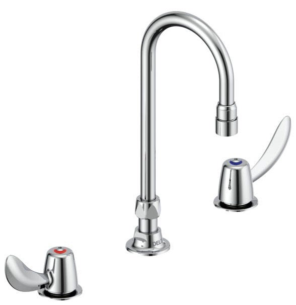 Commercial 23C6 23C632 Two Handle Widespread Lavatory Faucet with Gooseneck Spout - Less Pop-Up