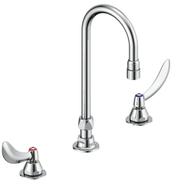 Delta Commercial 23C6:23C634 Two Handle Widespread Bathroom Faucet with Gooseneck Spout - Less Pop-Up