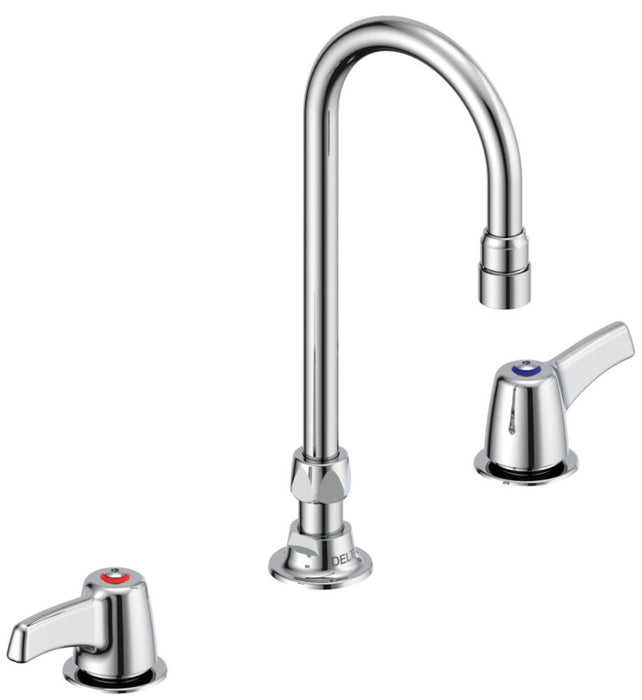 Delta Commercial 23C6:23C643 Two Handle Widespread Bathroom Faucet with Gooseneck Spout - Less Pop-Up
