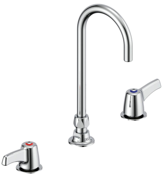 Delta Commercial 23C6:23C673 Two Handle Widespread Bathroom Faucet with Gooseneck Spout - Less Pop-Up