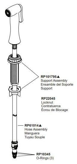 Brizo Tulham RP101794BLBNX Side Spray & Hose Assembly