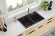 Elkay Quartz Classic 33" x 22" x 9-1/2" Offset Double Bowl Drop-in Sink Black