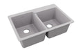 Elkay Quartz Classic 33" x 22" x 9-1/2" Offset Double Bowl Drop-in Sink Greystone