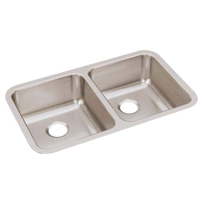 Elkay Lustertone Classic Stainless Steel 30-3/4" x 18-1/2" x 7-7/8" Equal Double Bowl Undermount Sink