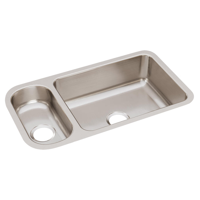 Elkay Lustertone Classic Stainless Steel 32-1/4" x 18-1/4" x 7-3/4" 30/70 Double Bowl Undermount Sink