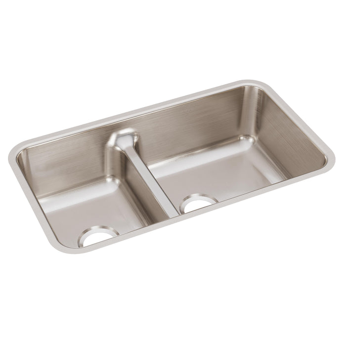 Elkay Lustertone Classic Stainless Steel 32-1/16" x 18-1/2" x 9" 40/60 Double Bowl Undermount Sink with Aqua Divide