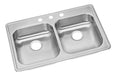Dayton Dayton Stainless Steel 33" x 21-1/4" x 5-3/8" 3-Hole Equal Double Bowl Drop-in Sink