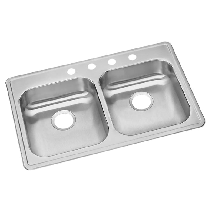 Dayton Dayton Stainless Steel 33" x 22" x 5-3/8" 3-Hole Equal Double Bowl Drop-in Sink